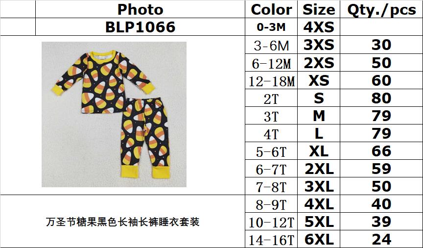 rts no moq BLP1066 Halloween candy black long sleeve long pants pajama set