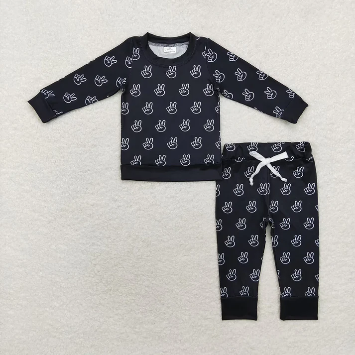 RTS NO MOQ Baby Boys Western Brother Sibling Top Pants Pajamas Clothes Sets