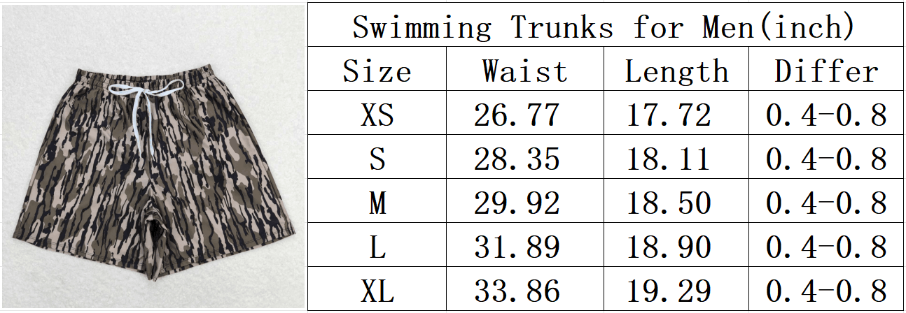 RTS NO MOQ(In Stock) S0324 Adult men's military green camouflage swimming trunks