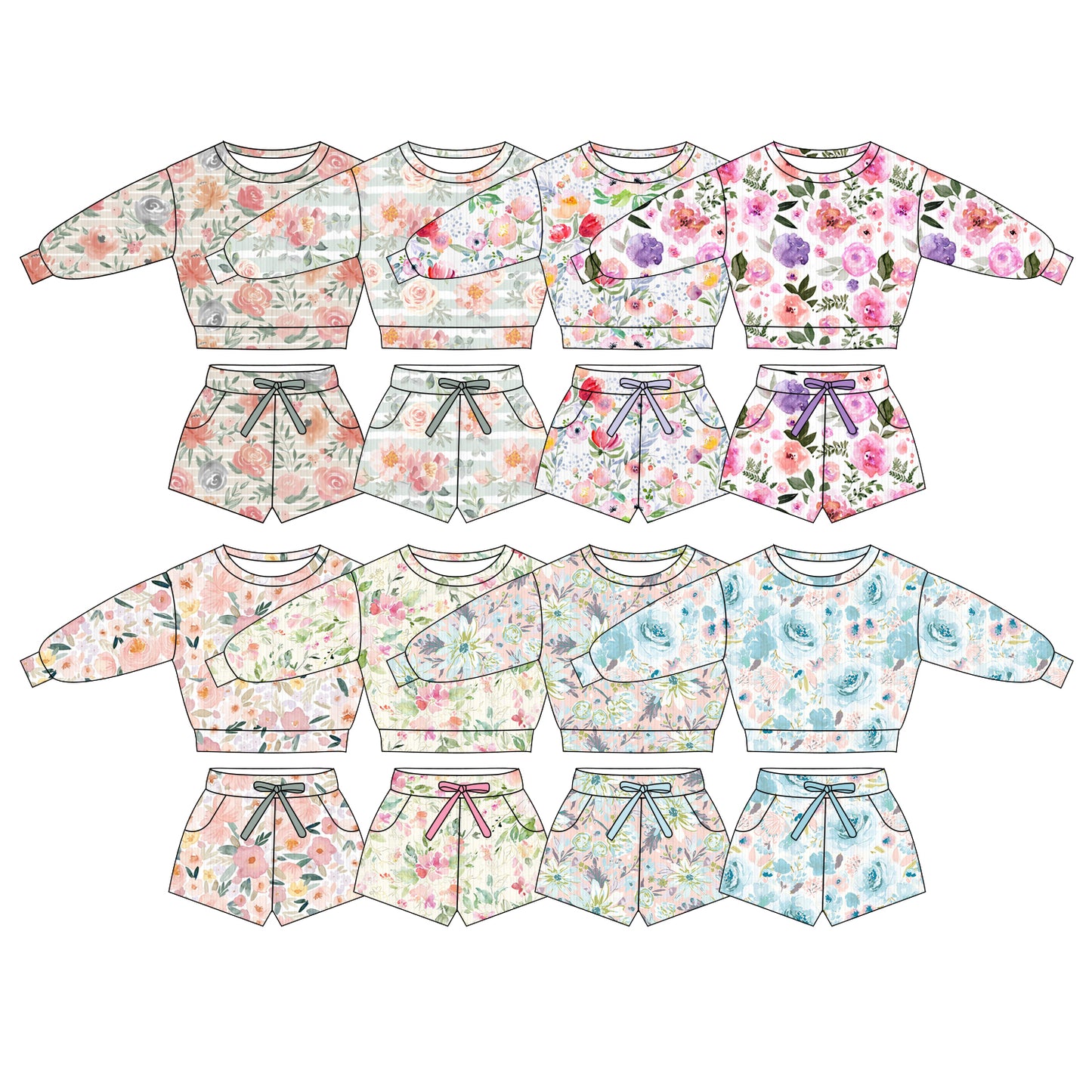 25.11.29 custom each style moq 5 eta 6-8week Sibling Sisters baby girl clothes long sleeve shorts sets 8 match family design