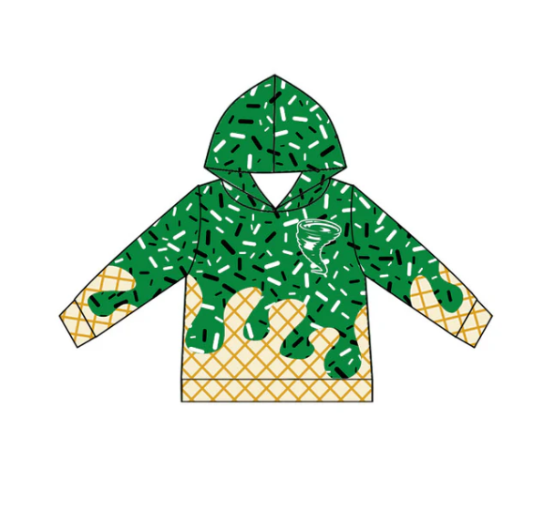 (PRE ORDER )Deadline September 7 custom no moq Green Ice Cream Long Sleeve Hooded Top