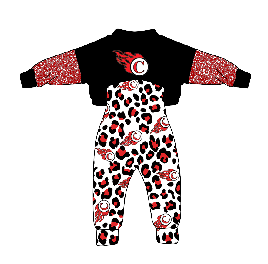 Custom moq 3 tat about 6-8 weeks baby girls clothes leopard long sleeve and long pants 2pcs suit
