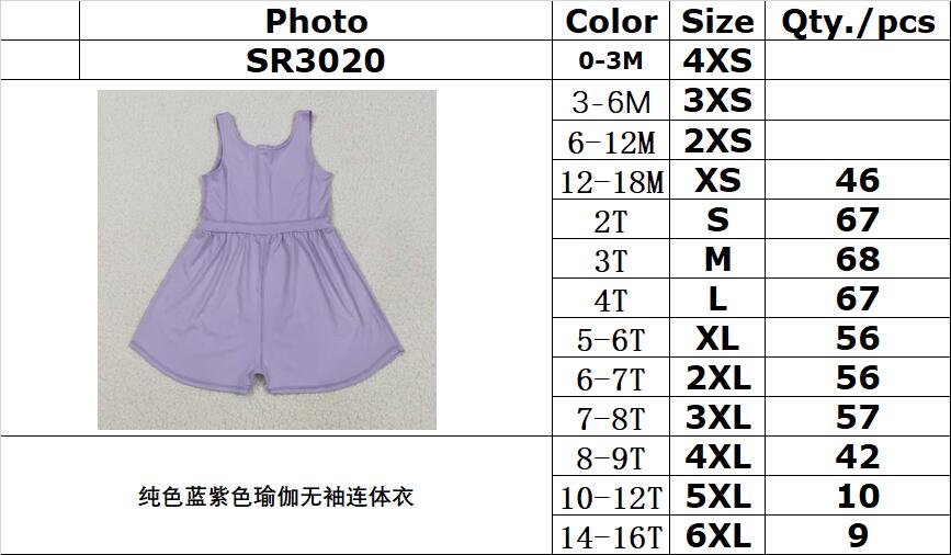 RTS NO MOQ SR3020 Solid blue and purple yoga sleeveless jumpsuit