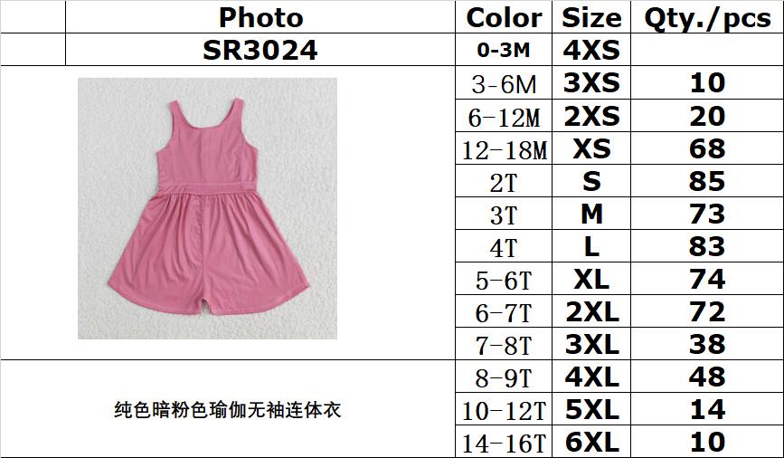 RTS NO MOQ SR3024 Solid dark pink yoga sleeveless bodysuit