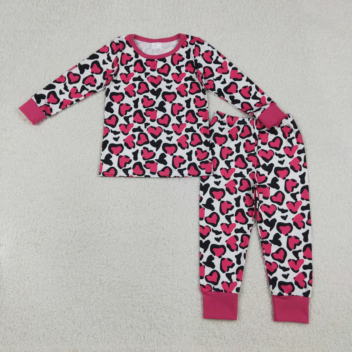 RTS NO MOQ(In Stock) Valentine's Day Heart Rose Red Long-Sleeved Pants Pajama Set