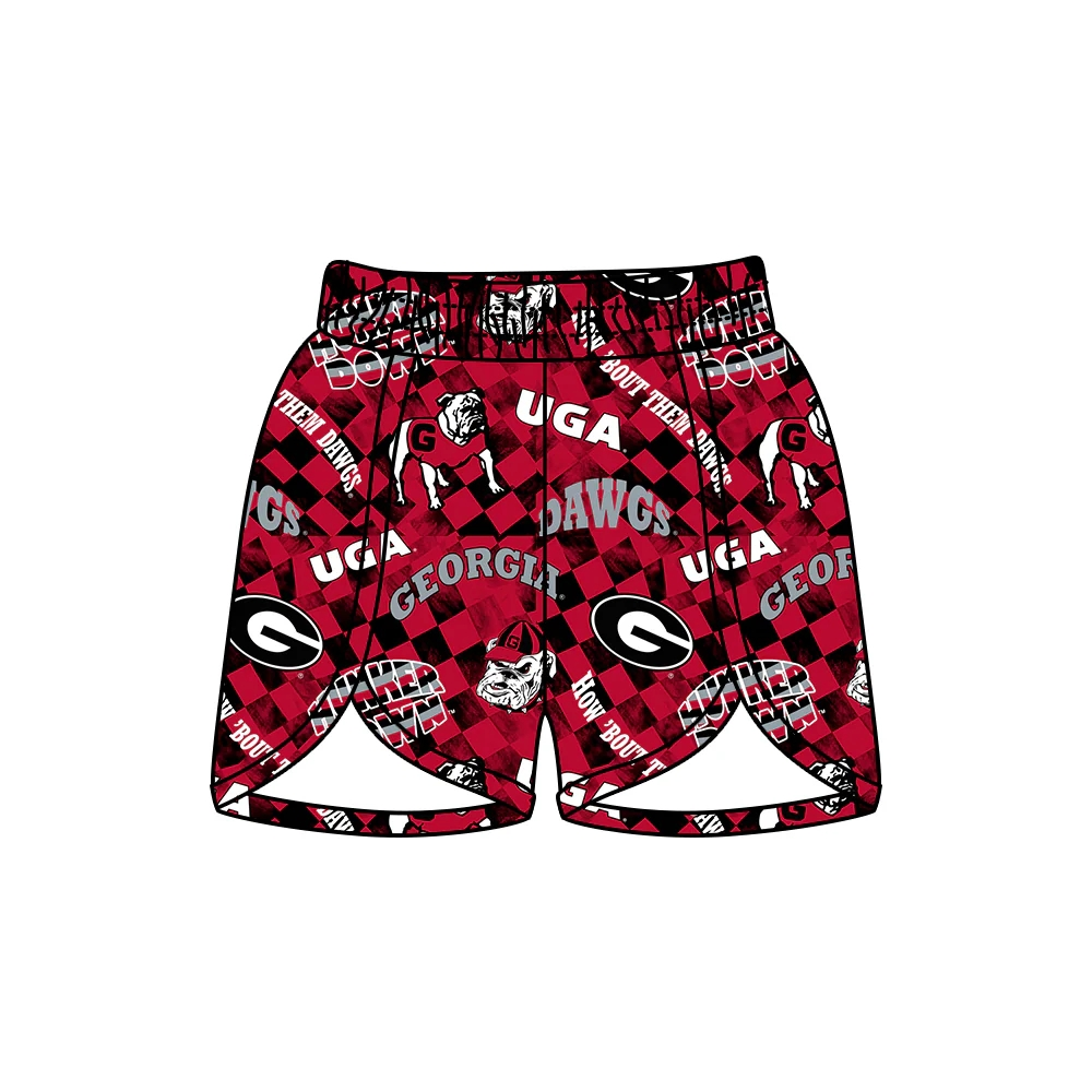 custom moq 3 eta 6-8weeks school colors UGA red summer shorts