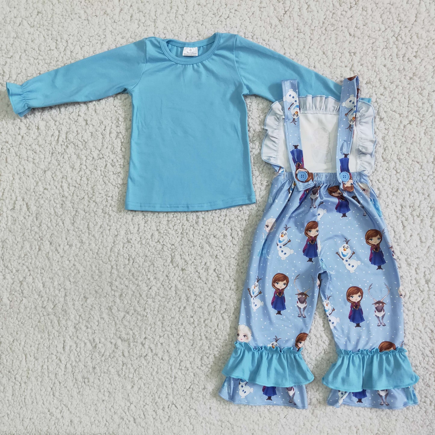 6 A17-28 Blue top Cartoon overalls