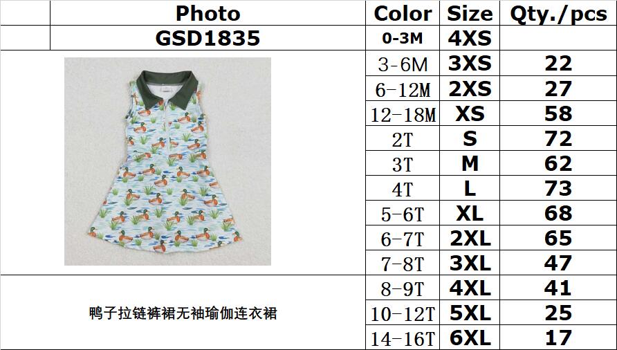 RTS NO MOQ ETA 5/7days Arrived GSD1835 Duck zipper culottes sleeveless yoga dress