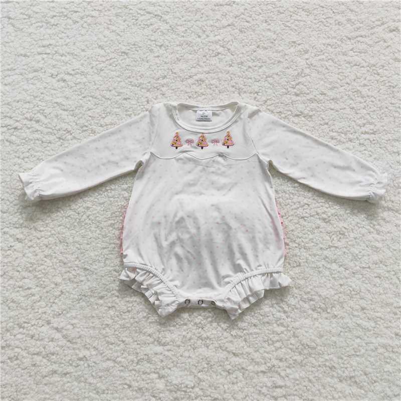 RTS NO MOQ(In Stock ) LR0392 Embroidered Christmas long-sleeved jumpsuit