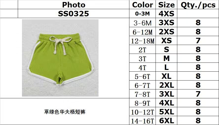 SS0325 Grass green waffle shorts