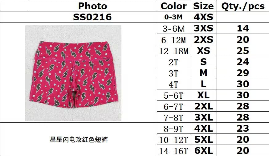 rts no moq SS0216 Star Lightning Rose Red Shorts