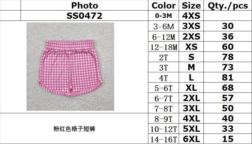 RTS NO MOQ SS0472 Pink plaid shorts