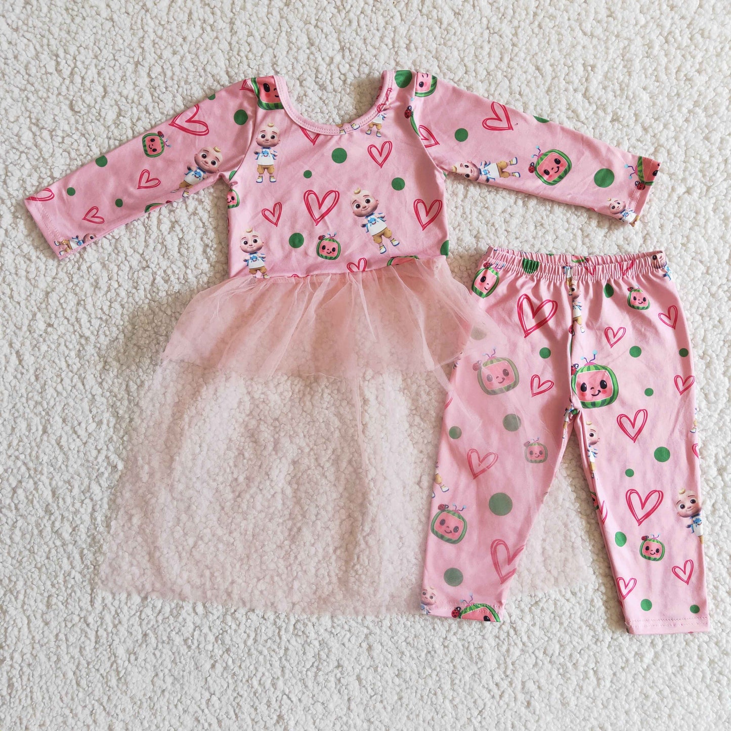 RTS NO MOQ ETA 5/7days Arrived 6 A13-16 cocomelon pink mesh top and trousers