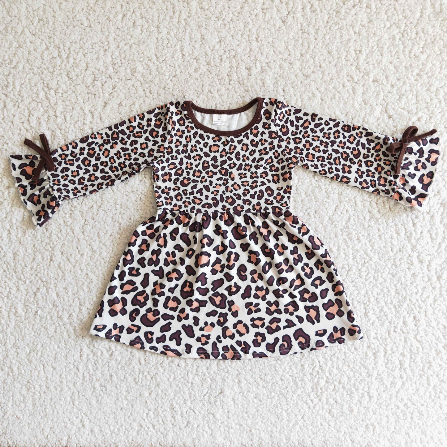 RTS NO MOQ(In Stock ) leopard print long sleeve dress