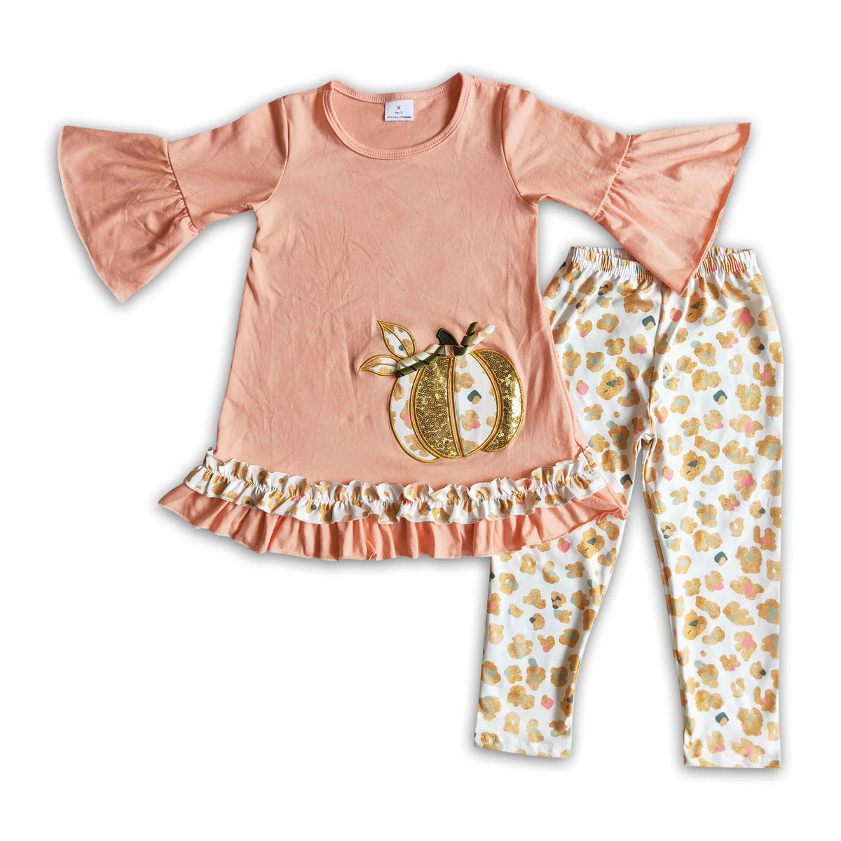 RTS NO MOQ Sibling baby Girls clothes halloween pumpkin long sleeve pants Sets