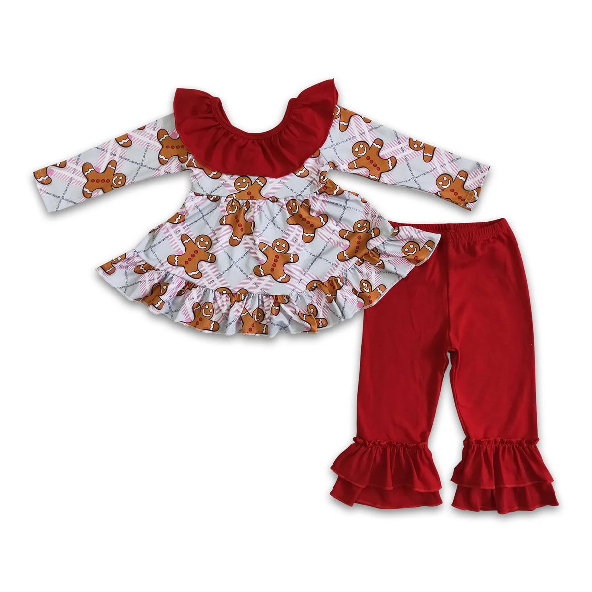 RTS NO MOQ Sibling baby girls boy clothes Christmas long-sleeved trousers suit