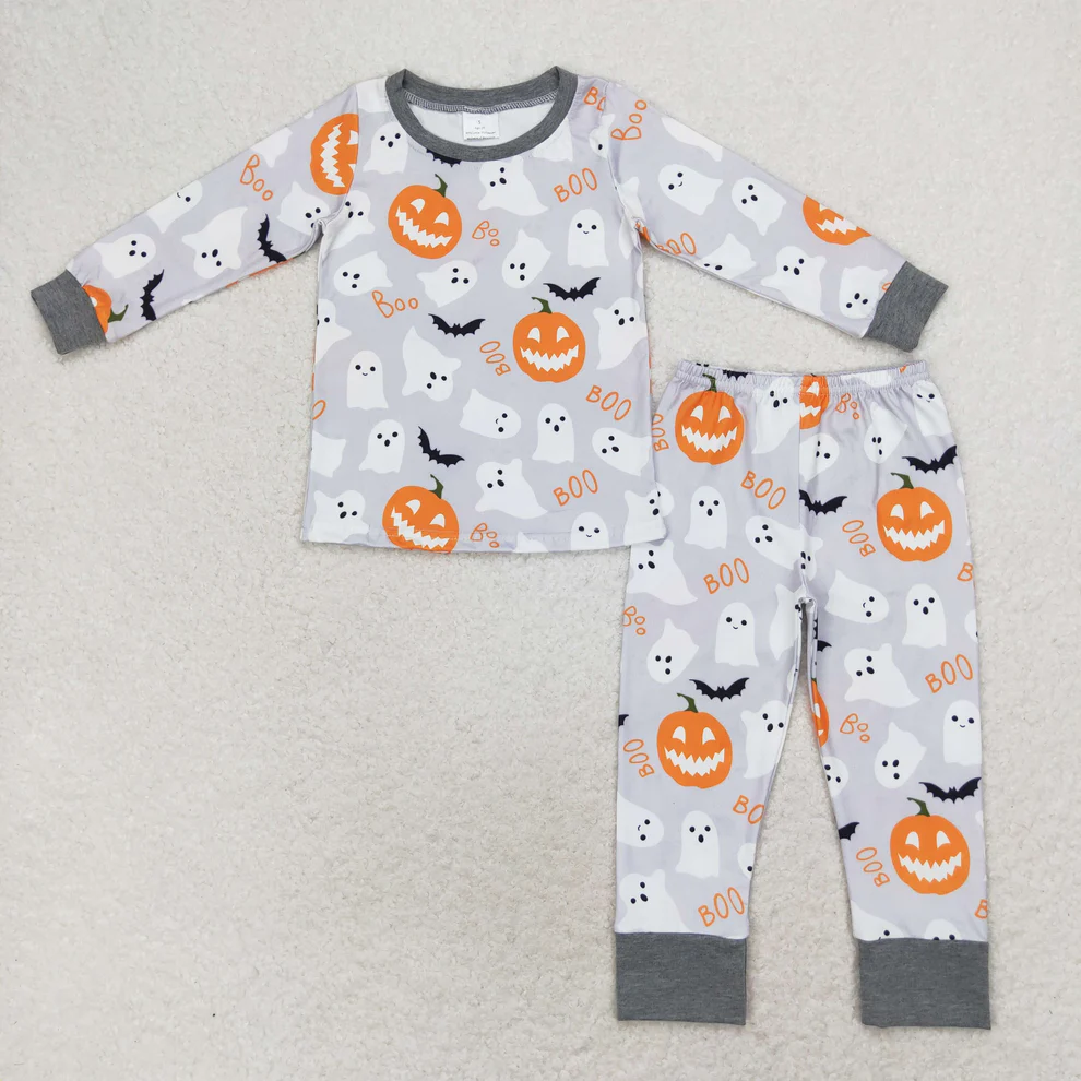 RTS NO MOQ pajamas pumkin pajamas Baby Girls Boys Halloween Ghost Pumpkin Sibling Pajamas Clothes Sets