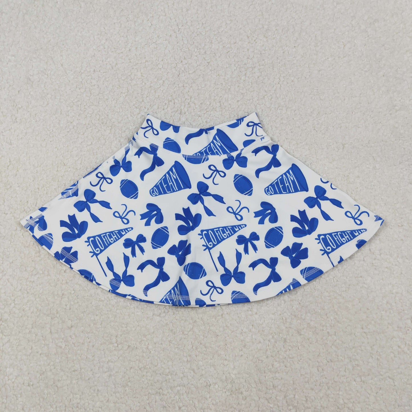 RTS NO MOQ(In Stock ) GLK0138 Blue Football Flared Bow Pattern Yoga Skirt