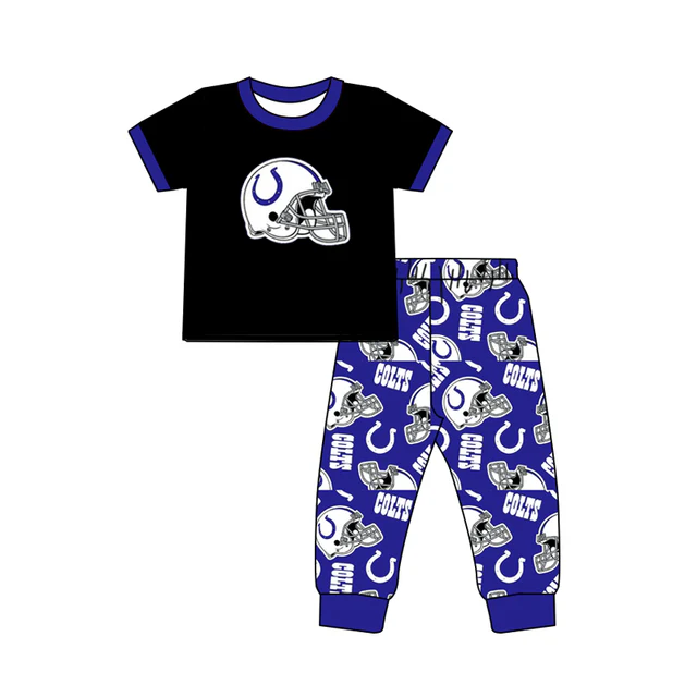 PRE ORDER Deadline July 23 custom no moq Children's boutique clothing soprt teams black boys sets