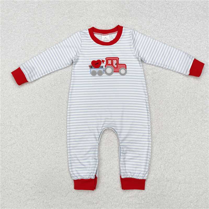 RTS NO MOQ(In Stock) LR1924 Boy embroidered long-sleeved bodysuit