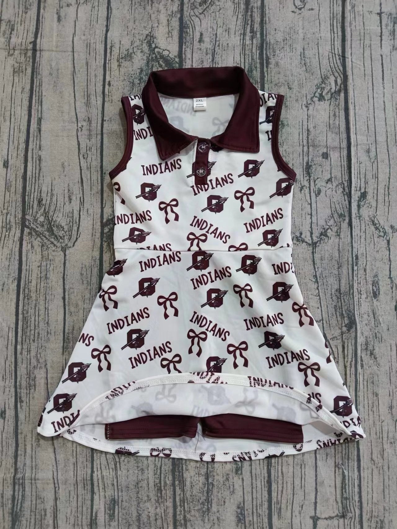 Custom moq 5 eta 6-7weeks baby girl clothes team bow brick red sleeveless dress-25.9.13