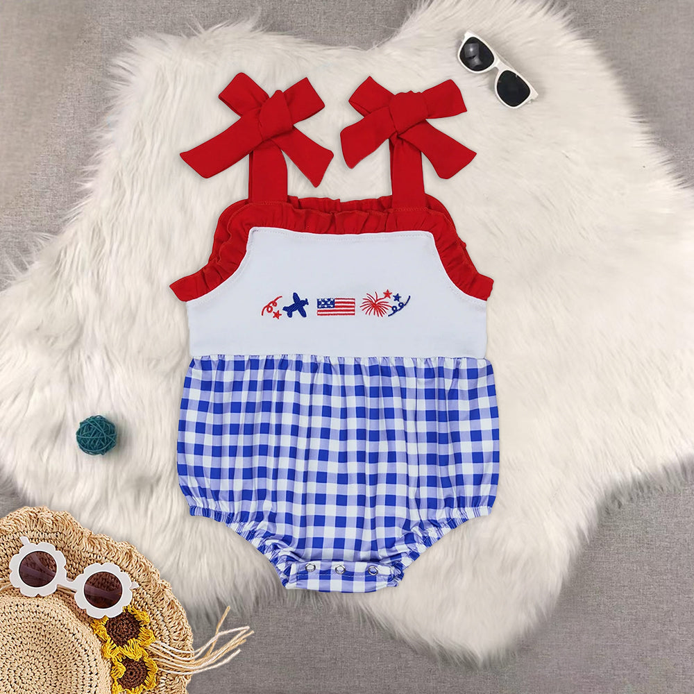 RTS NO MOQ baby boy and girls clothes 4th of july airplane flag Rompers Clothes Sets dress