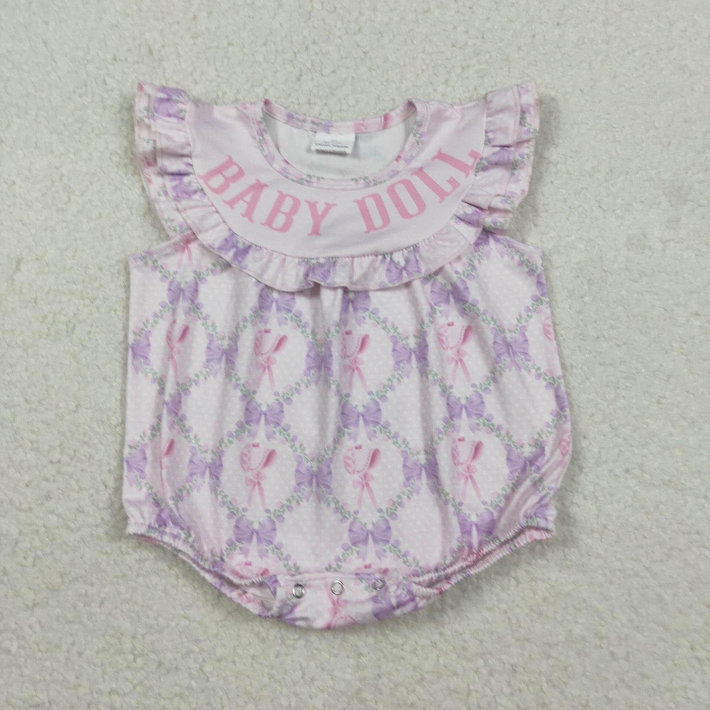 RTS NO MOQ(In Stock) SR3292 Baby Doll Floral Bow Pattern Plaid Vest Onesie