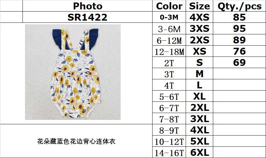 RTS no moq SR1422 Flower navy blue lace vest jumpsuit