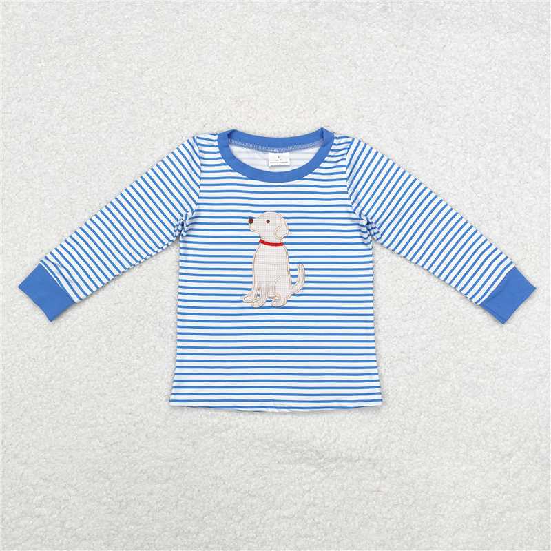 RTS NO MOQ(In Stock ) BT0808 Embroidered puppy long-sleeved top