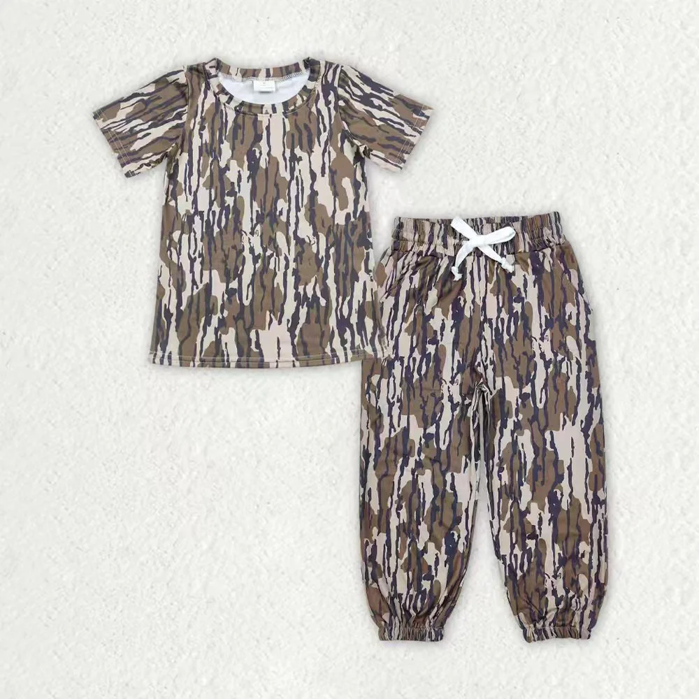 RTS NO MOQ Sibling Baby boy clothes camouflage short-sleeved pants sets