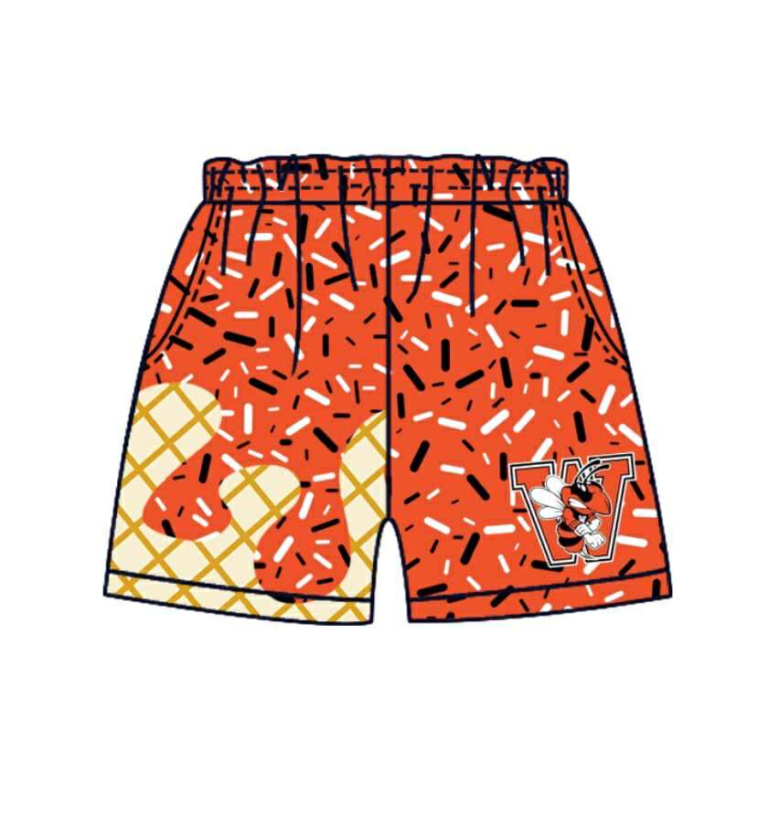 PRE ORDER Deadline August 1 custom no moq Children's boutique clothing soprts team Orange Summer Ice Cream Shorts