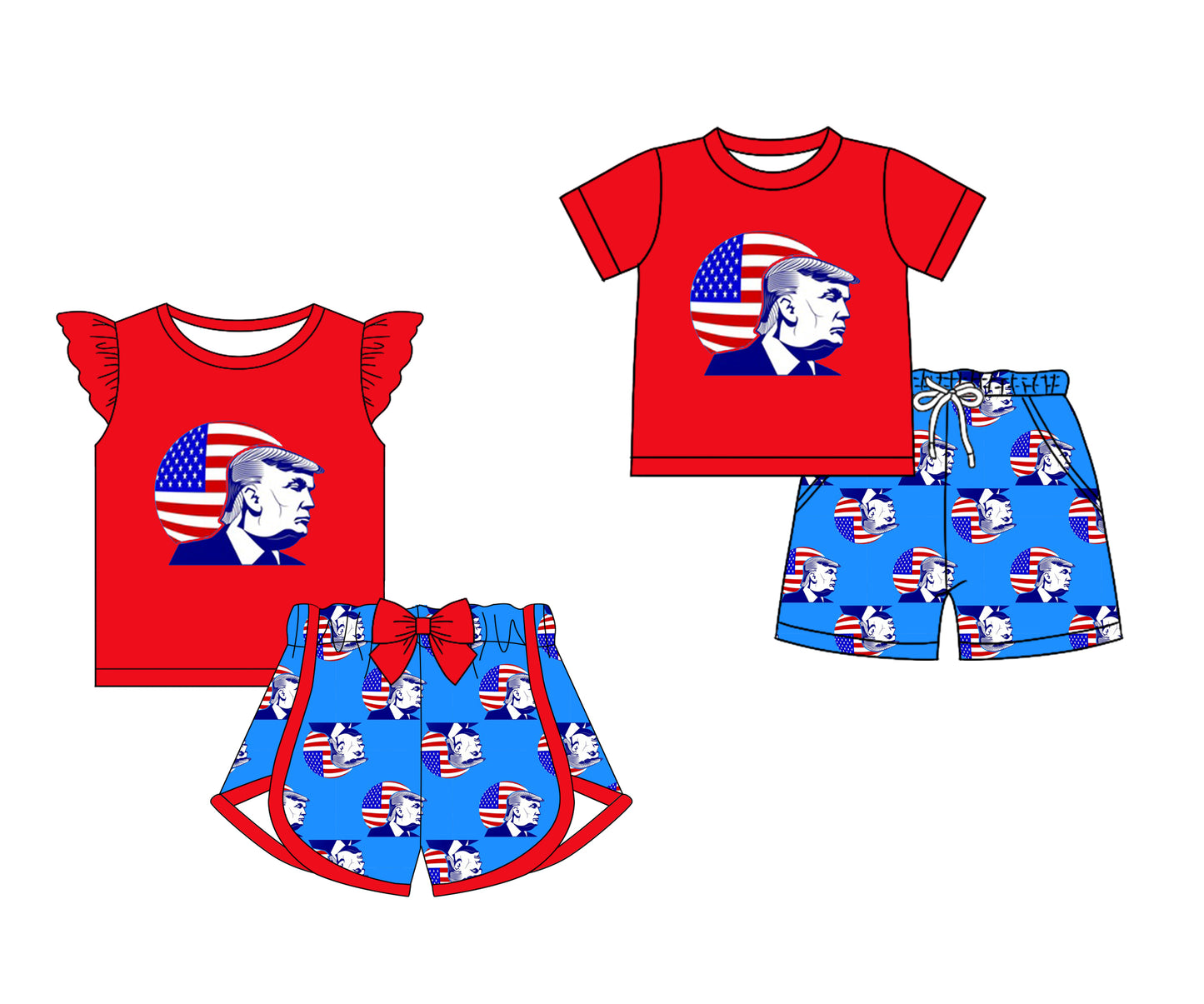 12.31 custom each style moq 5eta 4-6week Sibling Sister baby girls short sleeve shorts sets 1 and sets 2 match design