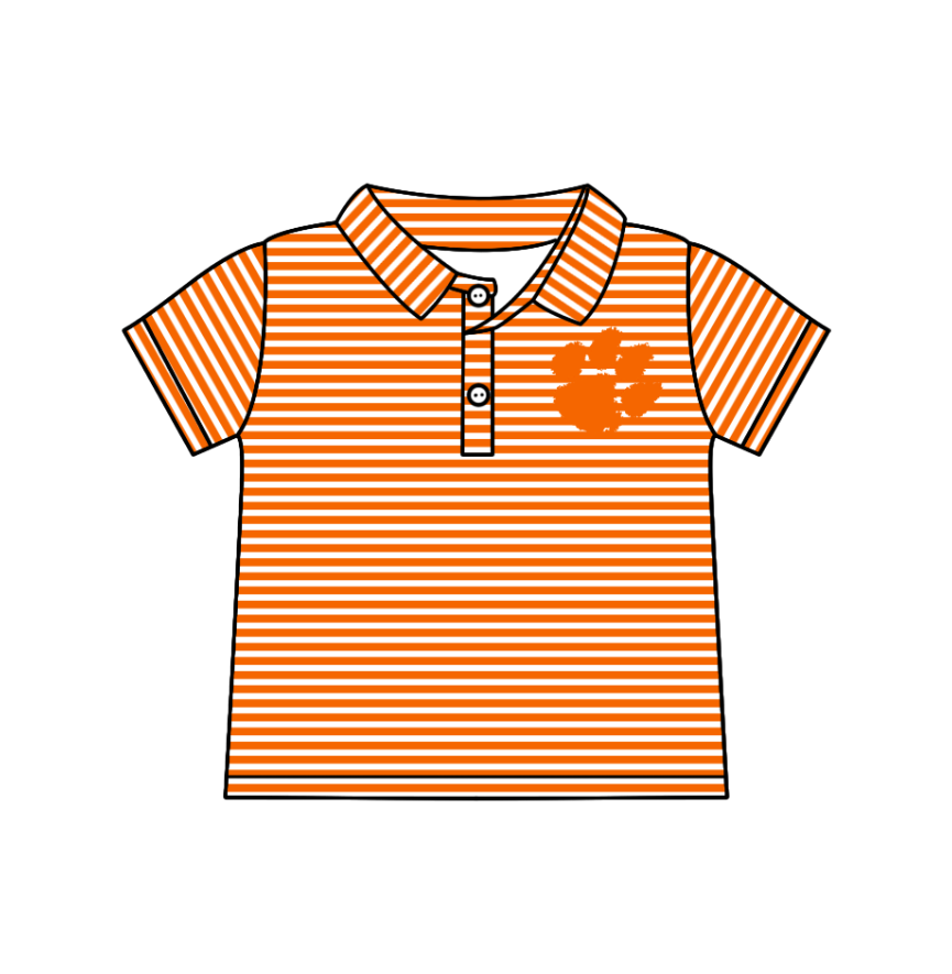 custom moq 3 eta 6-8weeks baby boy clothes team orange striped short sleeve top-25.4.29