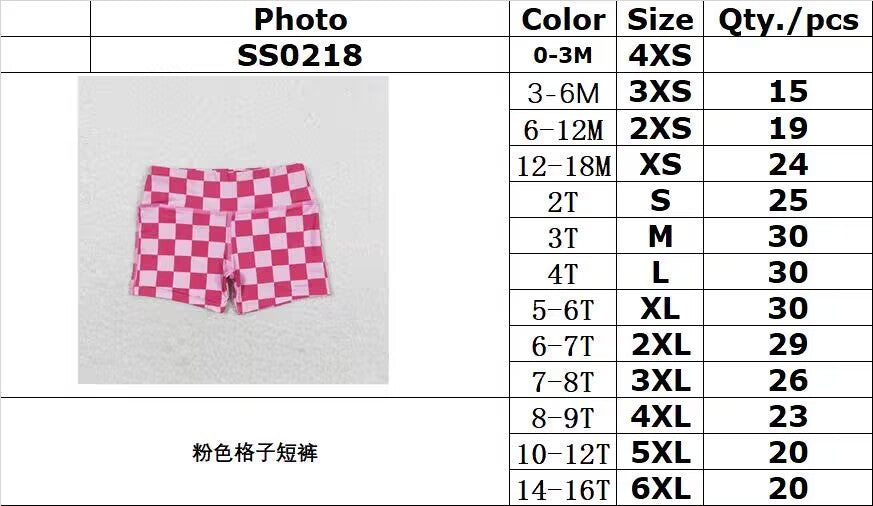 rts no moq SS0218 pink plaid shorts
