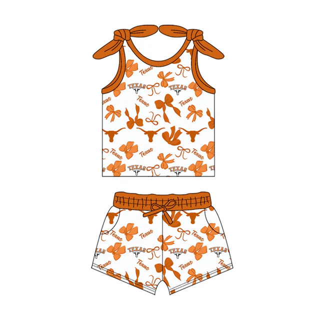 PRE ORDER Deadline August 12 close custom no moq baby kids summer sets Suspender Bowknot Short Sleeve Shorts Set