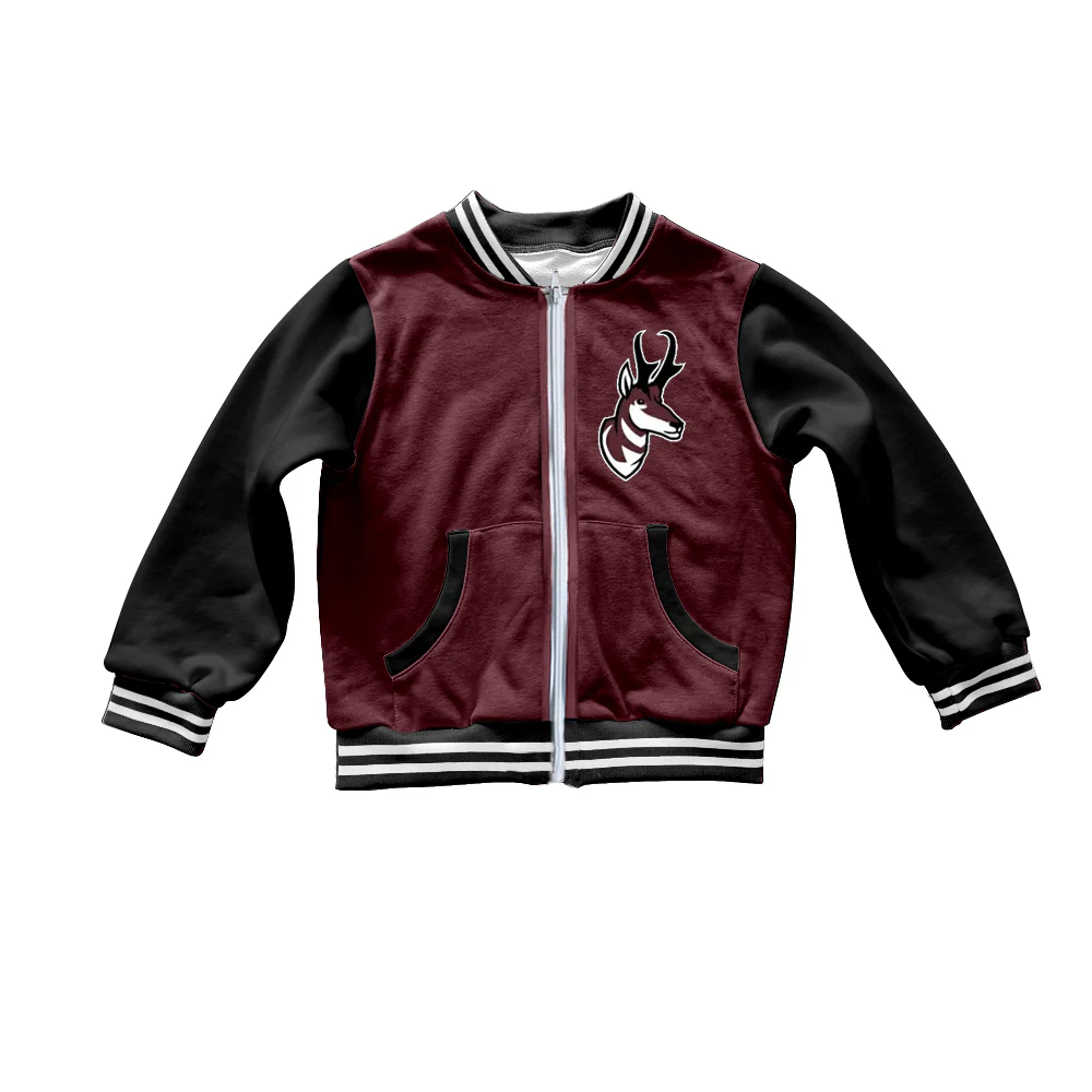 PRE ORDER Deadline July 31 custom no moq Children's boutique clothing Maroon Maroon black long sleeve jacket