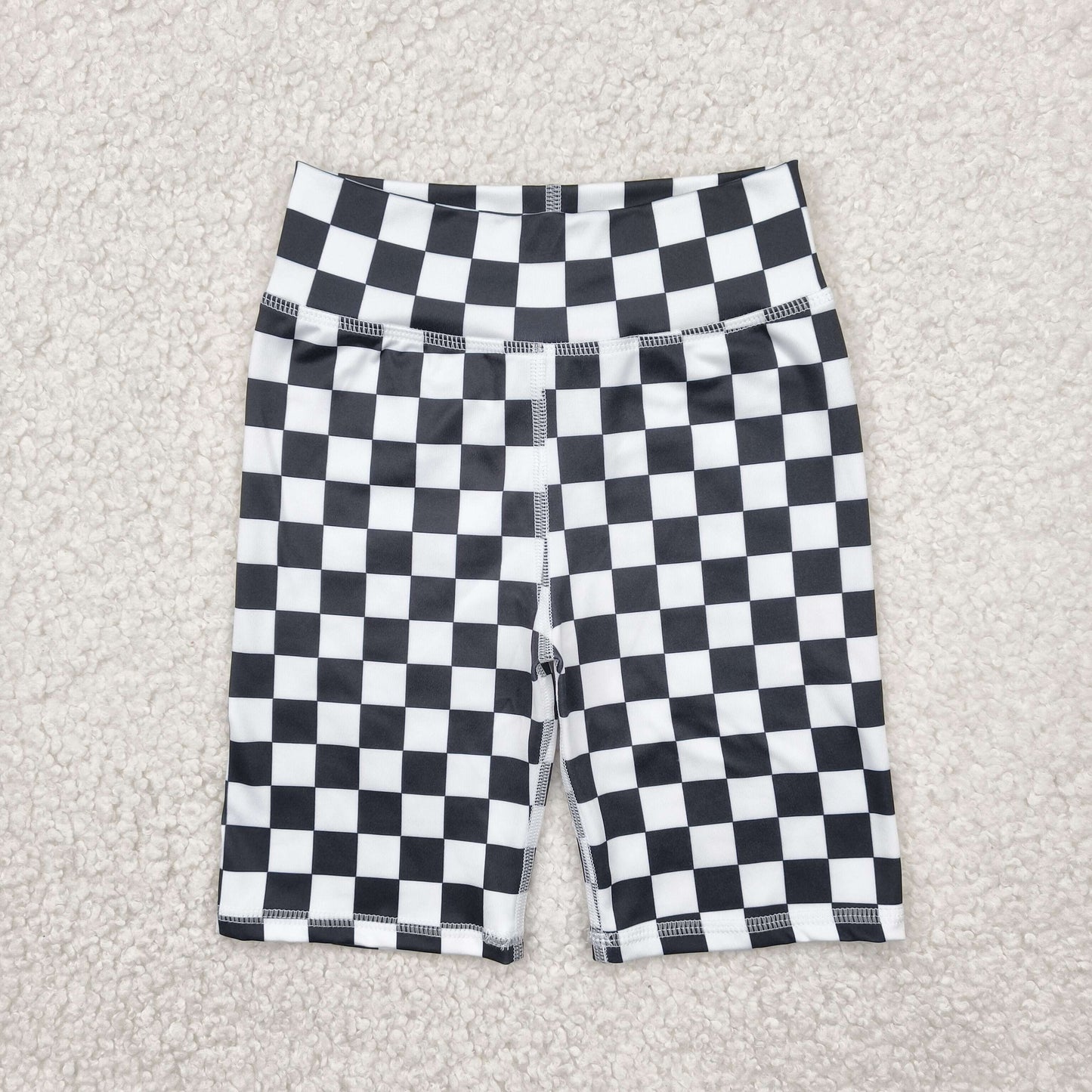 RTS NO MOQ(In Stock) SS0537 Black and white checkered checkered yoga cycling shorts