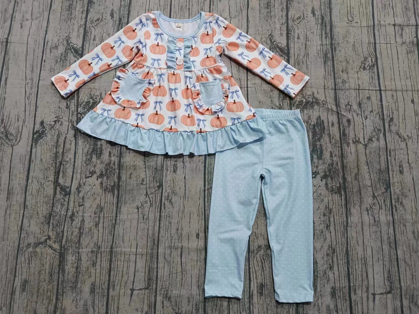 Custom moq 8 eta 6-8weeks baby girl clothes Halloween bow pumpkin long-sleeved pants set-25.9.26