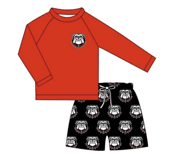 deadline time May 23 close custom no moq baby boys swim Red long-sleeved shorts suit