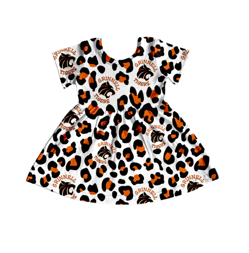 custom moq 3 eta 6-7weeks baby girls clothes leopard short Sleeves Dress