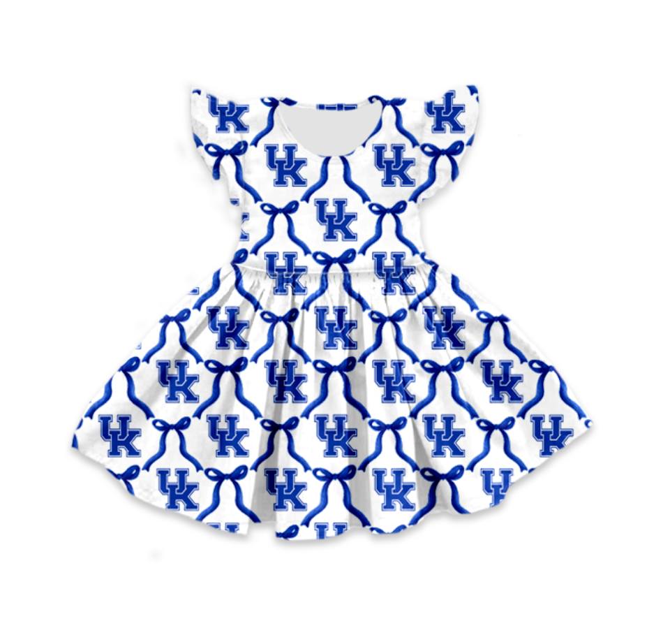 custom moq 3 eta 6-7weeks baby girls clothes UK blue flying Sleeves Dress
