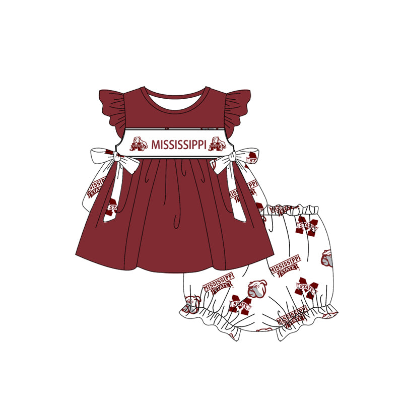 PRE ORDER Deadline August 16close custom no moq baby kids kids clothing Maroon Short Sleeve Thong Set