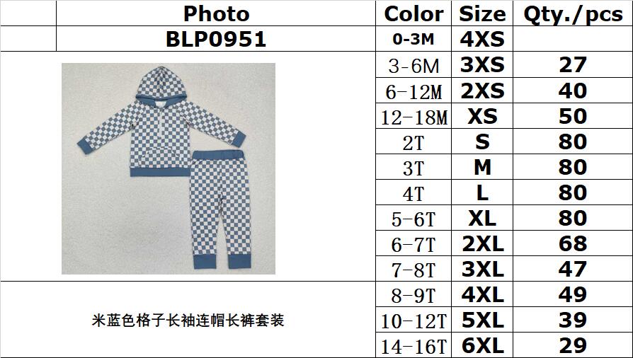 RTS NO MOQ ETA 5/7days Arrived BLP0951 Beige plaid long-sleeved hooded trousers set