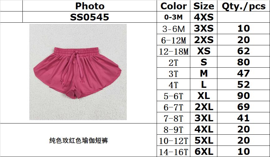 RTS NO MOQ SS0545 Pure rose red yoga shorts