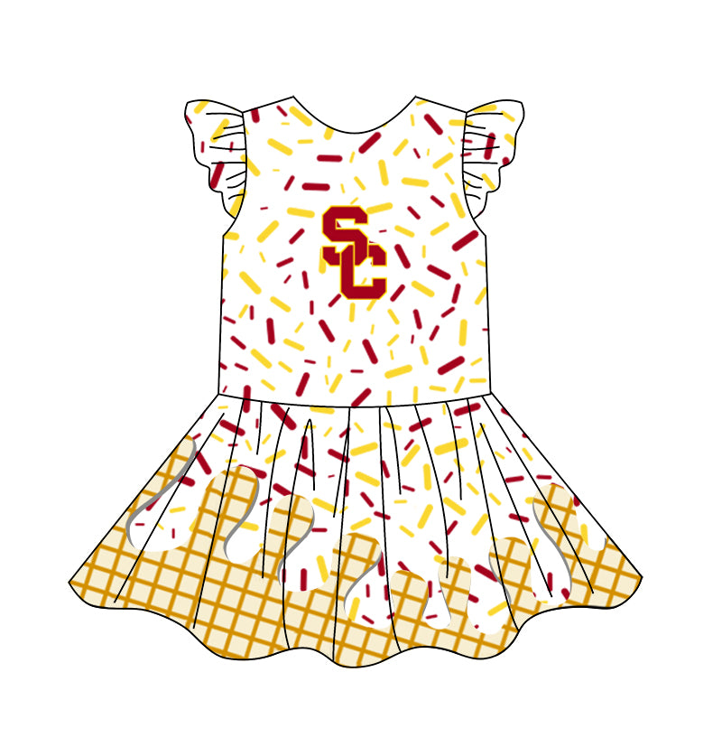 custom moq 3 eta 6-7weeks baby girls clothes team flying Sleeves Dress