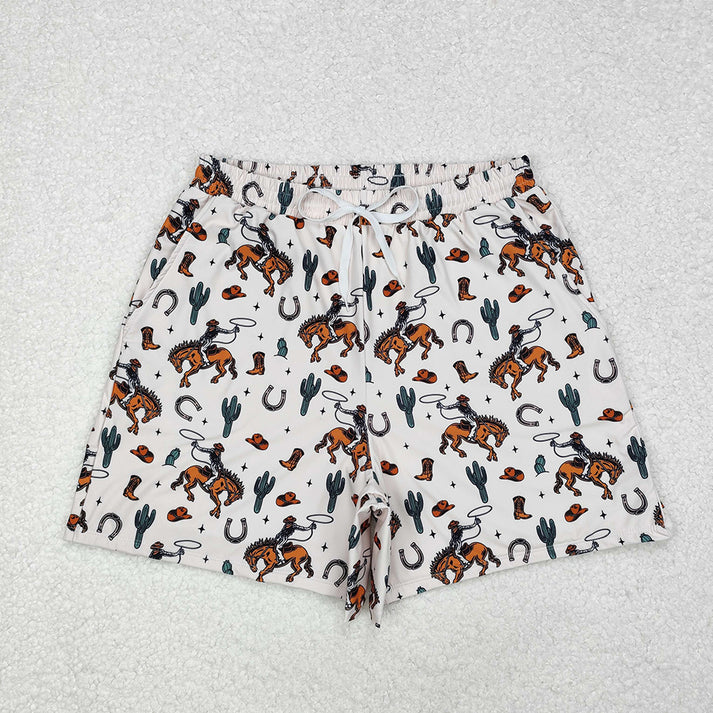 RTS NO MOQ Family Men Baby Boys Rodeo Western Trunks Bottoms Swimsuits