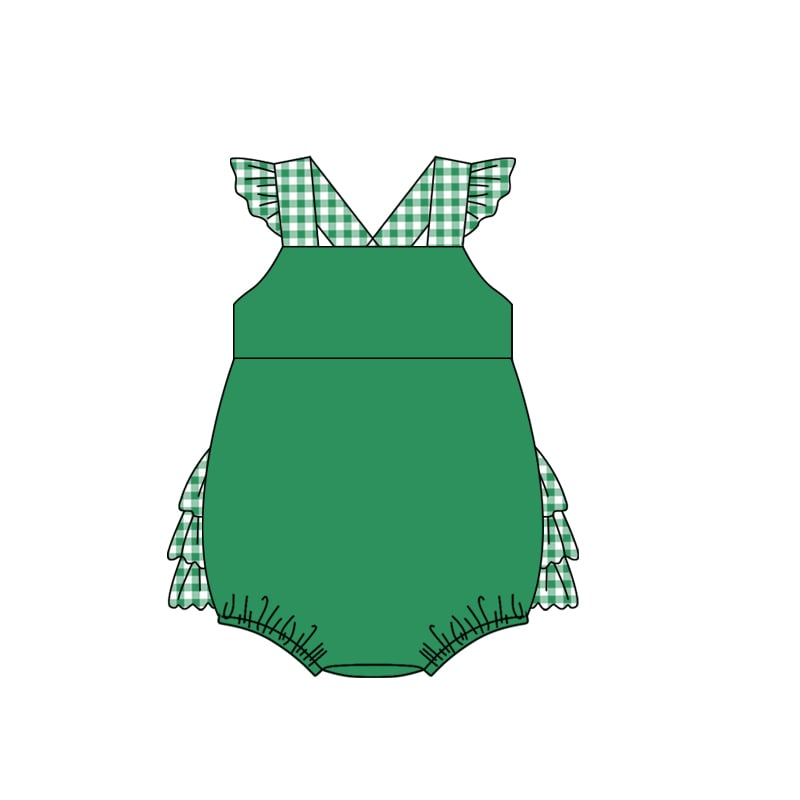 Custom moq 3 eta 7/8week moq 5 eta /4/5week baby girl and boys clothes plaid flying Sleeve briefs Shorts Set rompers