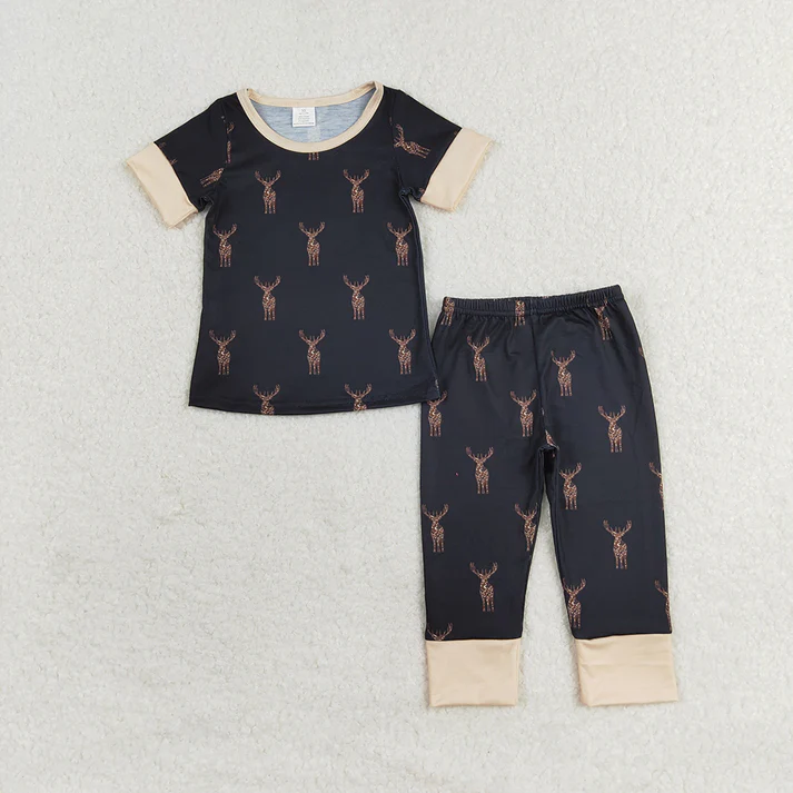 RTS NO MOQ Camo Deers Sibling Rompers Pajamas Clothes Sibling Brother Bamboo Pajamas Clothes 50%cotton +45%bamboo +5%spandex(复制)