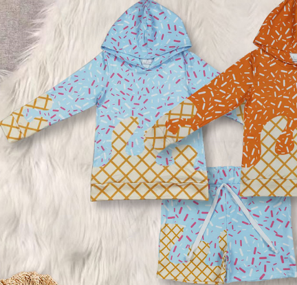 RTS NO MOQ Sibling baby girls clothes hooded long sleeve shorts sets