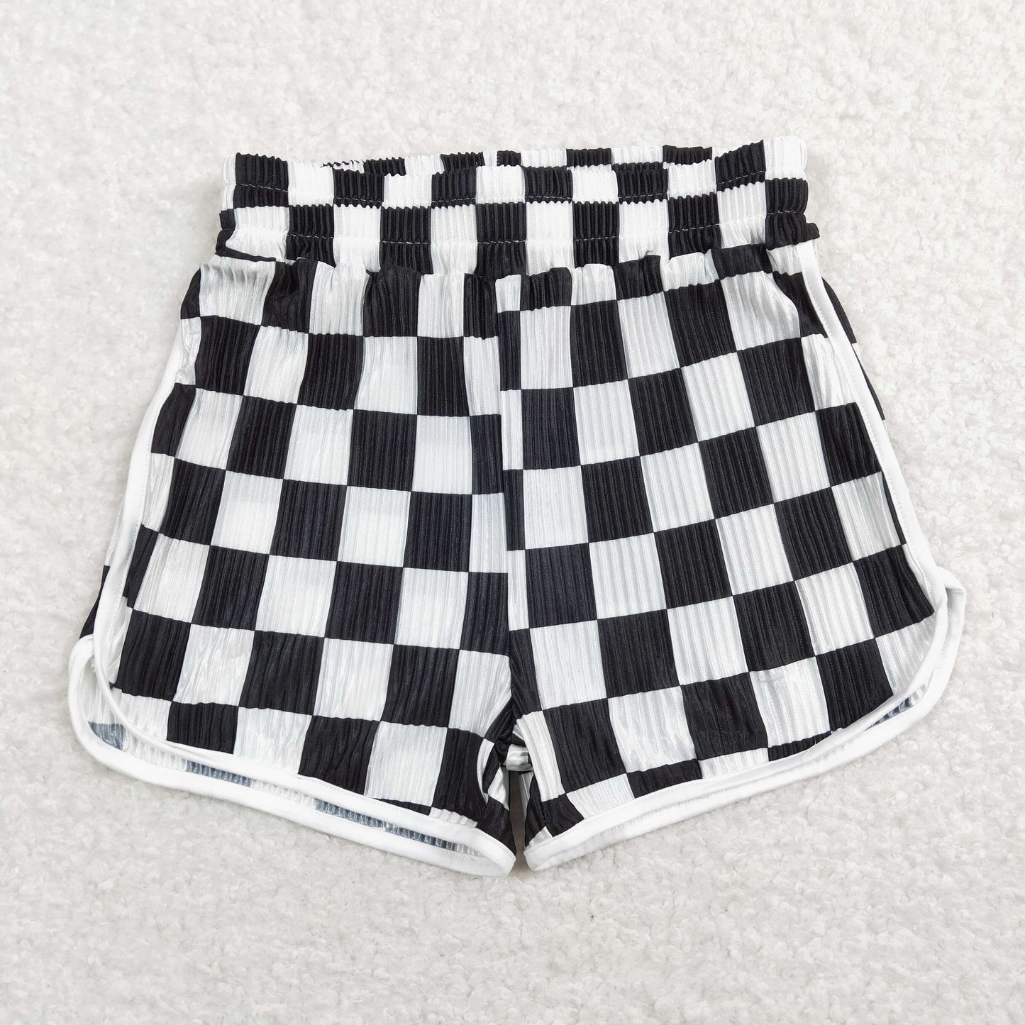 RTS NO MOQ(In Stock) SS0209 Black and white plaid shorts